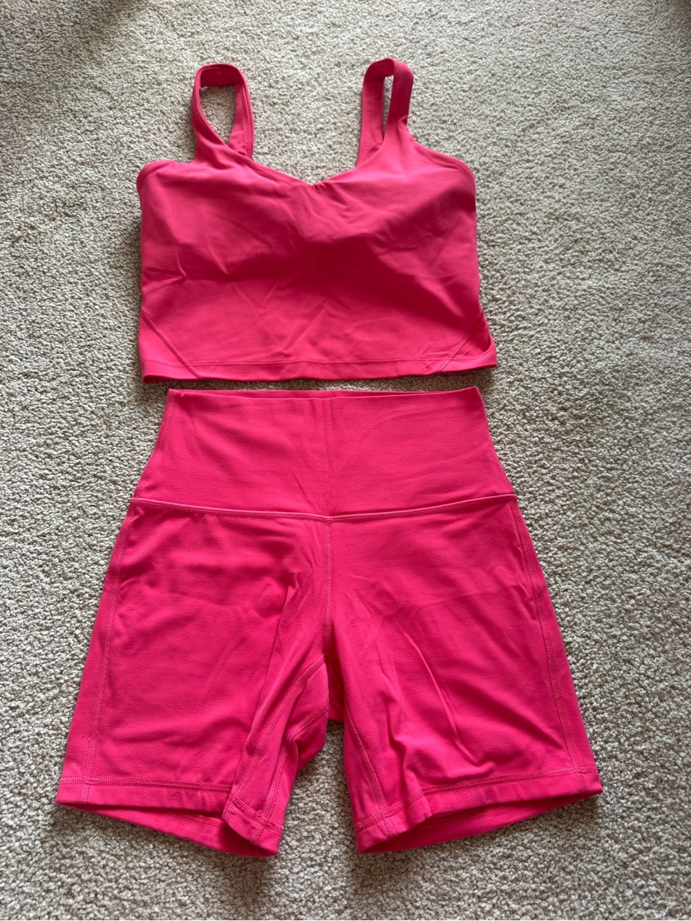 lululemon athletica Hot Pink Bike Shorts Set